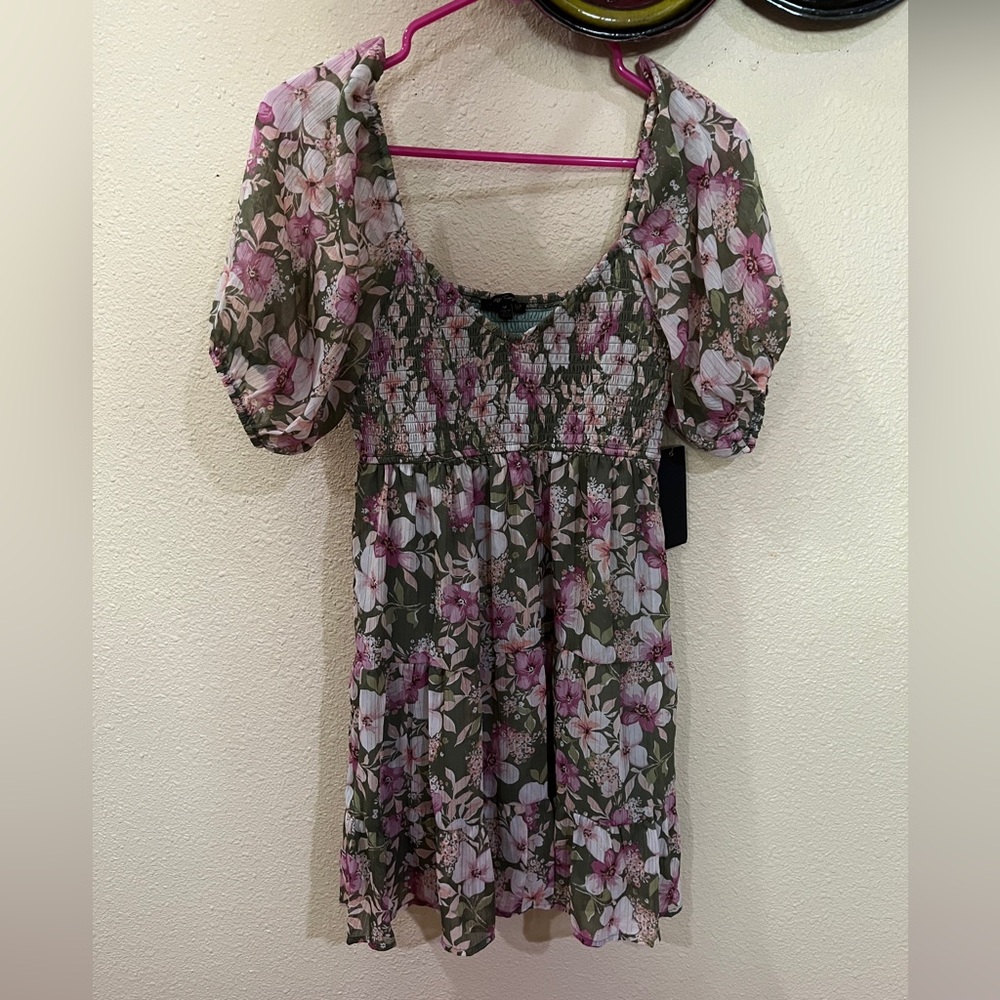 Floral Green and Pink Dress